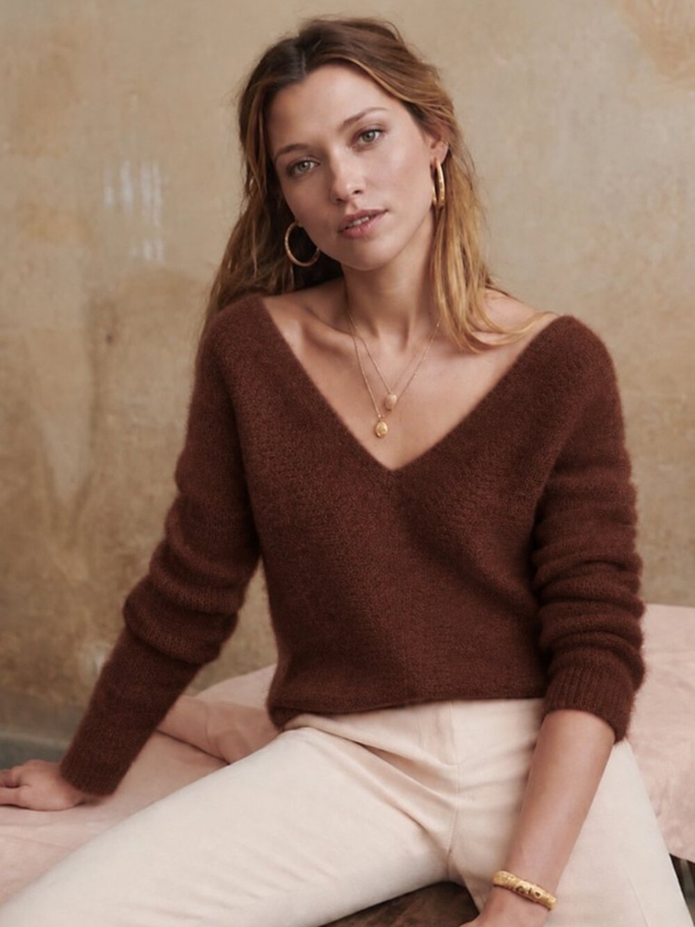 Sezane Ariel Sweater - Mohair & Wool - Cafe Brown - Size Small